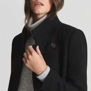 REISS Marcie Wool Blend Coat Navy Size 0 US/4 UK